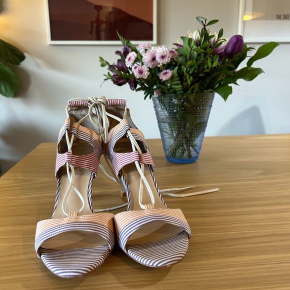 Anthropologie Billy Ella Size 10 Striped Lace up Heels - Picture 3 of 8
